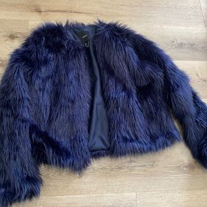 Navy blue fur coat